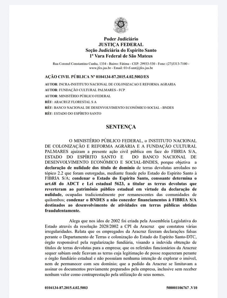 SUZANO PASSA POR CIMA DE CONDENAÇÃO E SENTENÇA JUDICIAL DA JUSTIÇA FEDERAL, PEITA A JUSTIÇA E PLANTA EUCALIPTO EM ÁREA PROIBIDA POR ORDEM JUDICIAL.